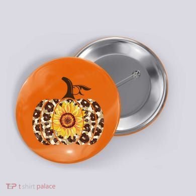 Cheetah Sunflower Pumpkin Button