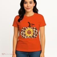 Cheetah Sunflower Pumpkin Women's T-Shirt thumb 4