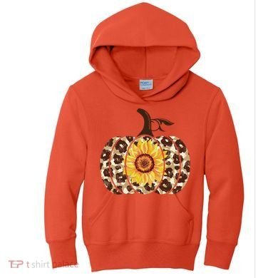Cheetah Sunflower Pumpkin Kids Hoodie