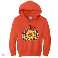 Cheetah Sunflower Pumpkin Kids Hoodie thumb 0