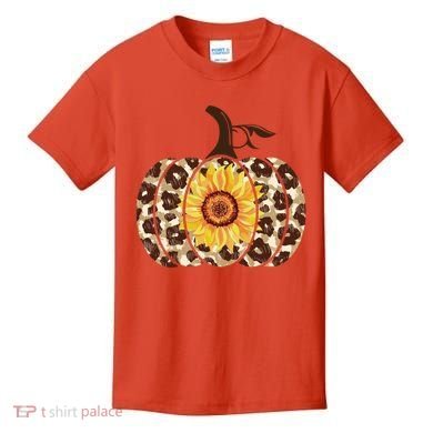 Cheetah Sunflower Pumpkin Kids T-Shirt