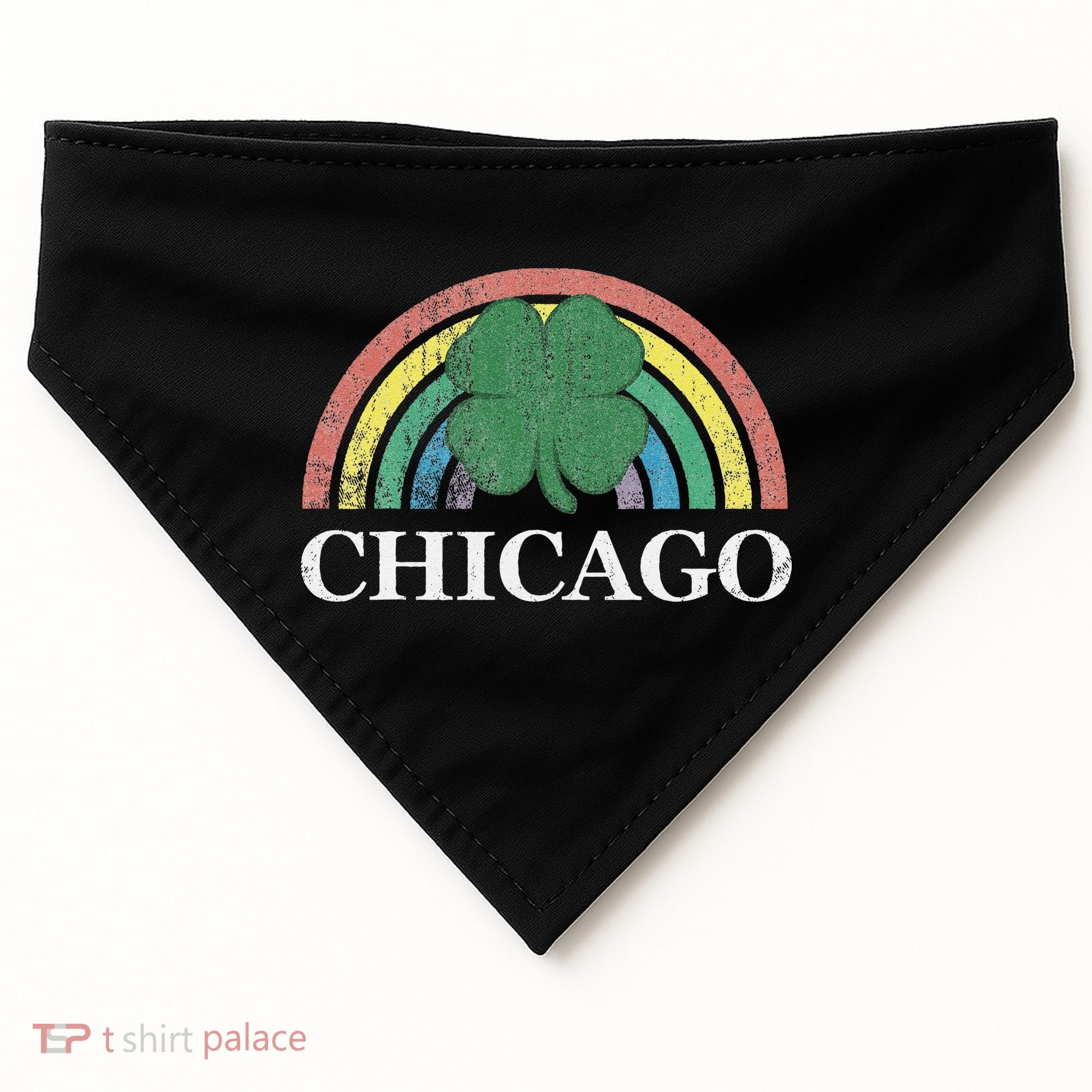 Chicago St. Patrick's Day Shamrock Rainbow Saint Paddy's USA-Made Doggie Bandana