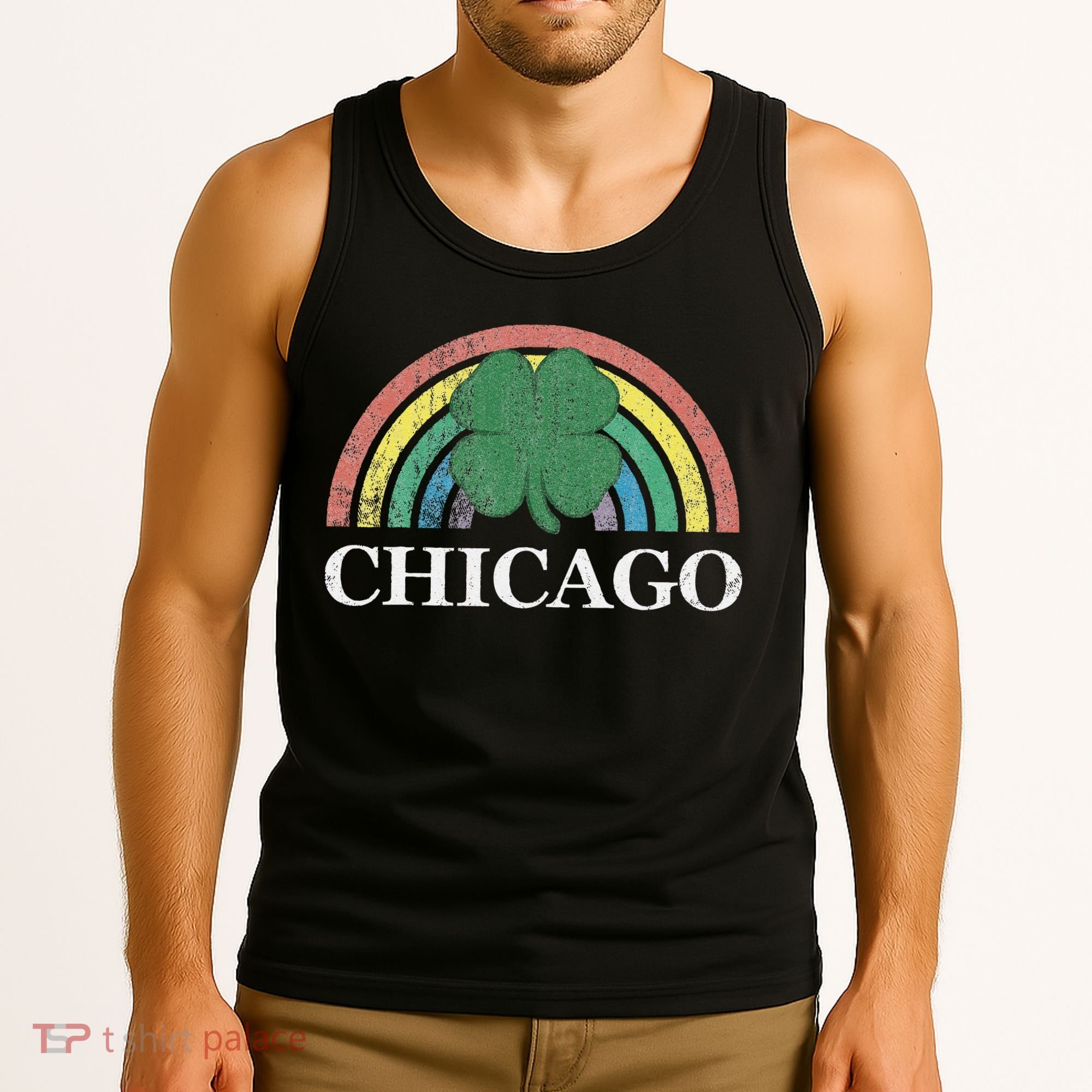 Chicago St. Patrick's Day Shamrock Rainbow Saint Paddy's Tank Top