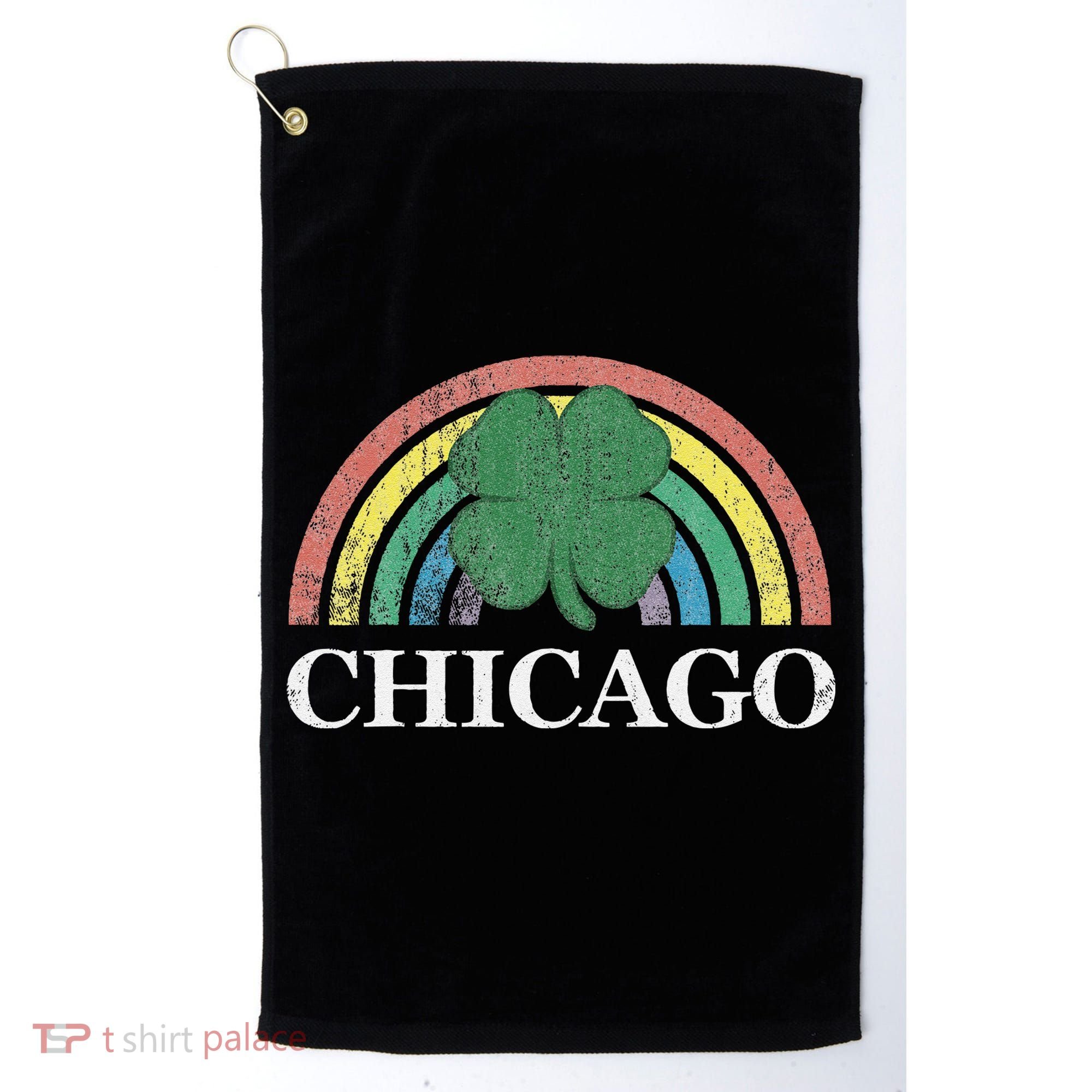 Chicago St. Patrick's Day Shamrock Rainbow Saint Paddy's Golf Towel