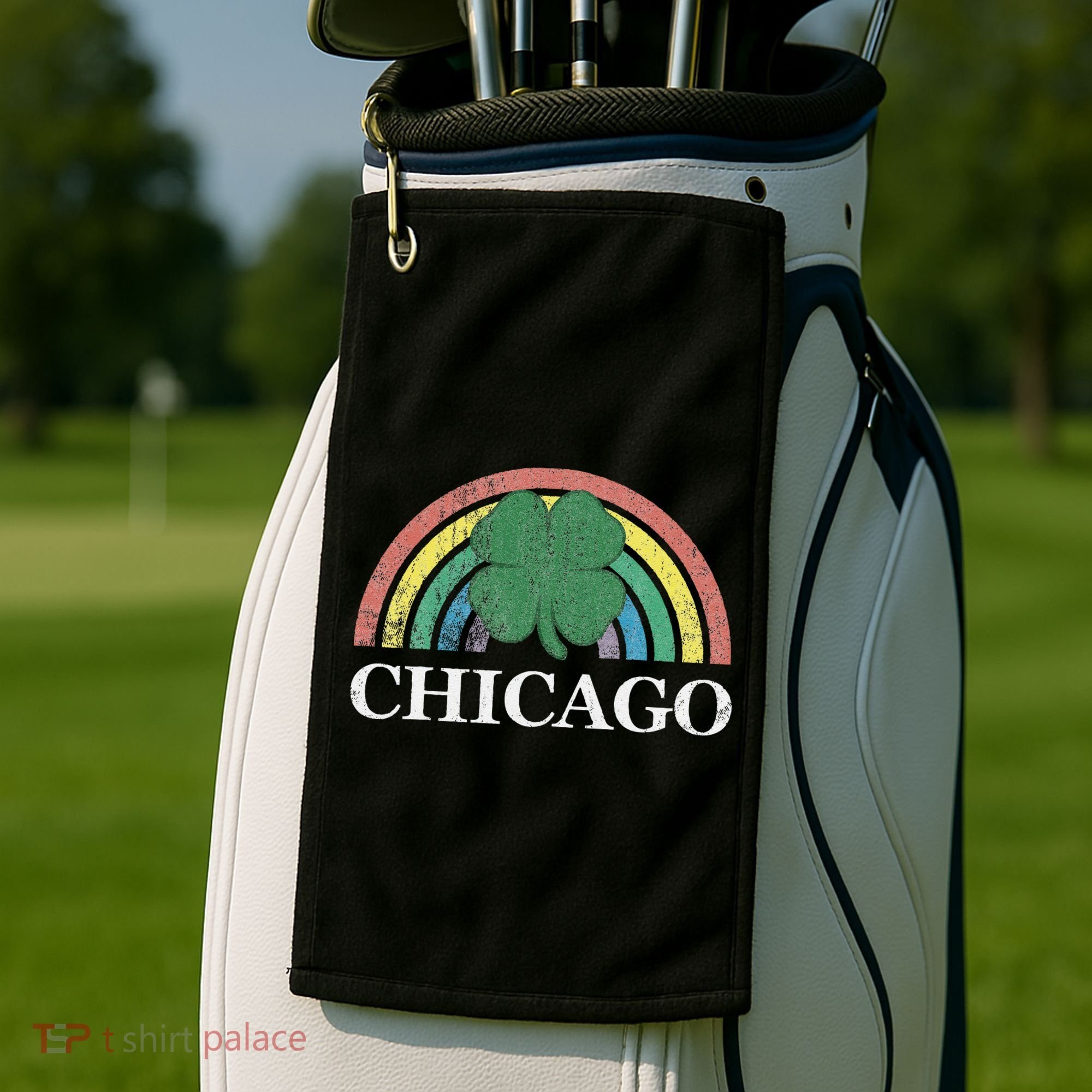 Chicago St. Patrick's Day Shamrock Rainbow Saint Paddy's Golf Towel