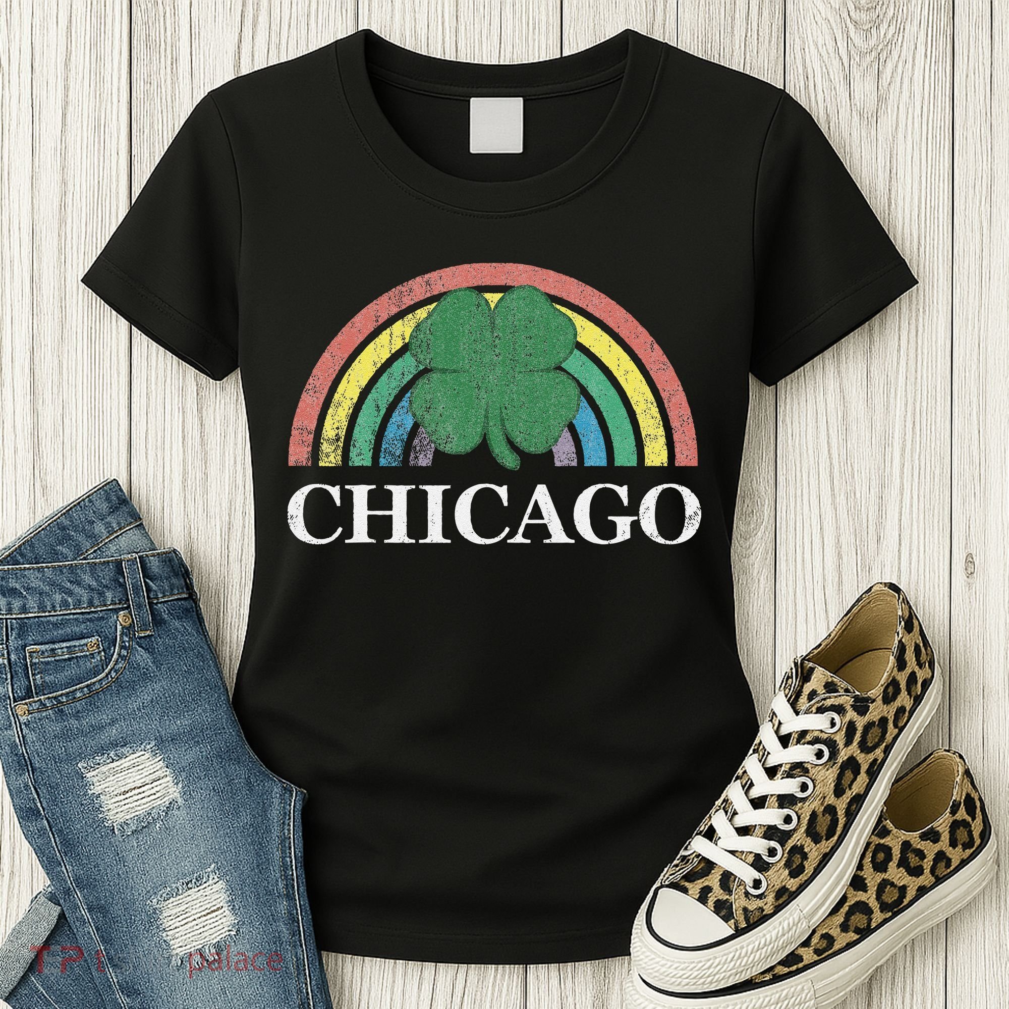 Chicago St. Patrick's Day Shamrock Rainbow Saint Paddy's Women's T-Shirt
