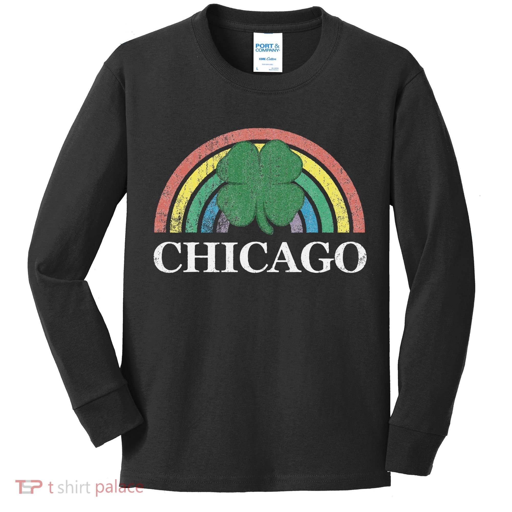 Chicago St. Patrick's Day Shamrock Rainbow Saint Paddy's Kids Long Sleeve Shirt