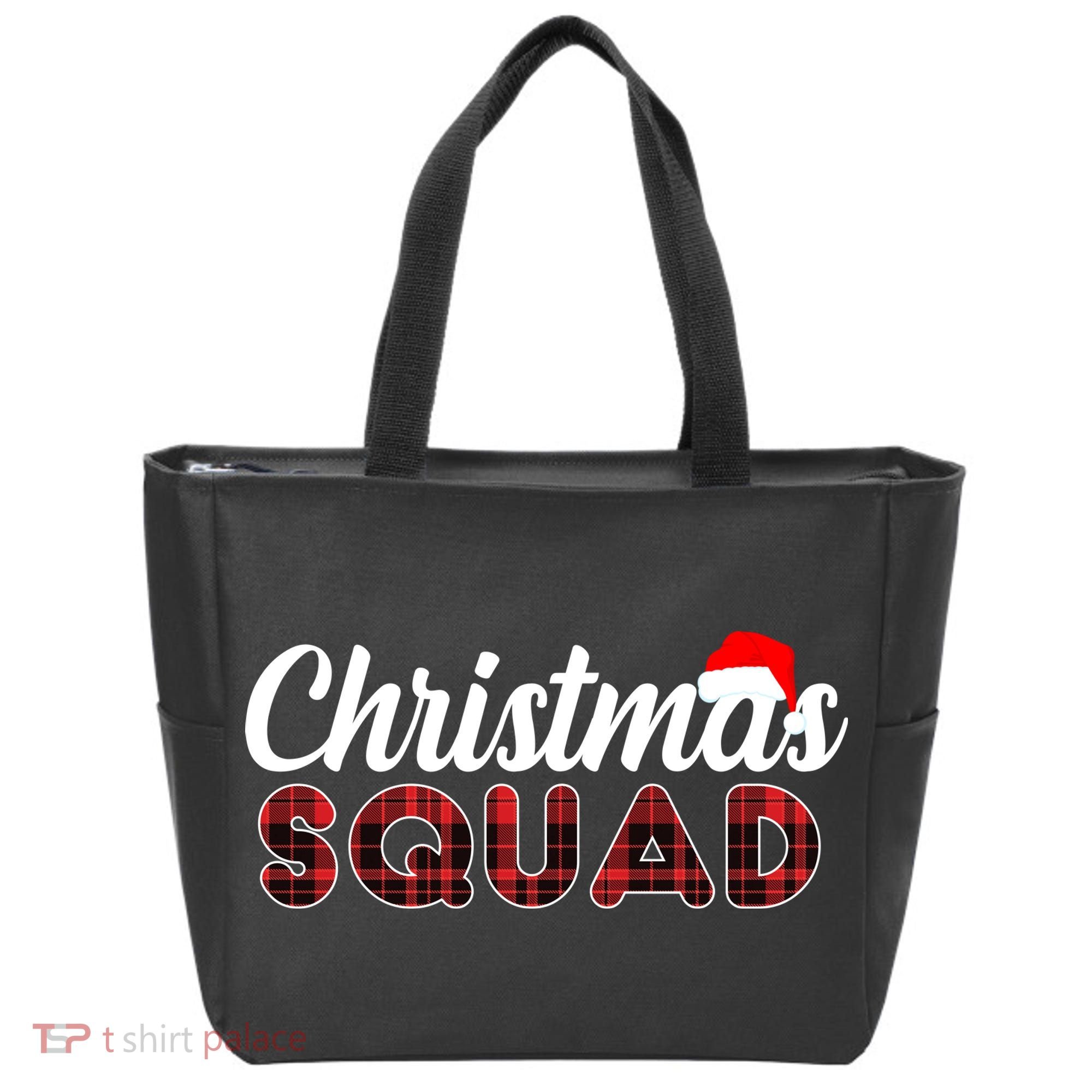 Christmas Squad Plaid Santa Tote Bag