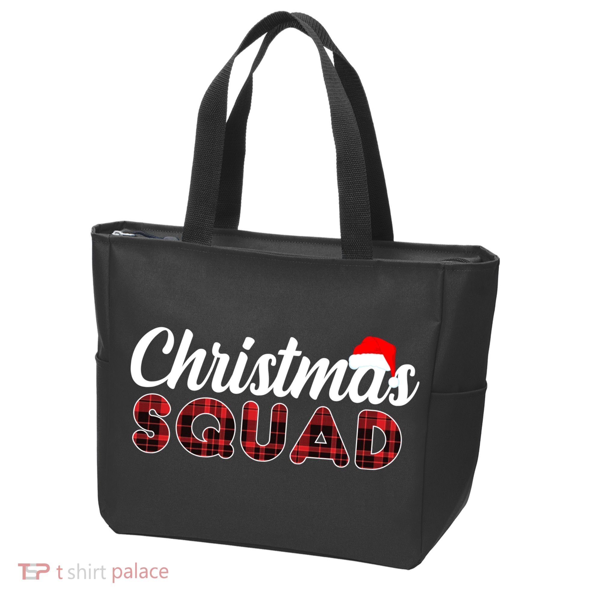Christmas Squad Plaid Santa Tote Bag