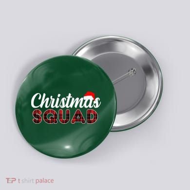 Christmas Squad Plaid Santa Button