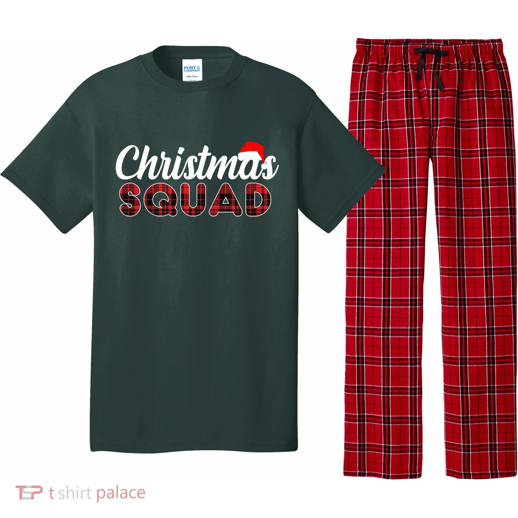 Christmas Squad Plaid Santa Pajama Set