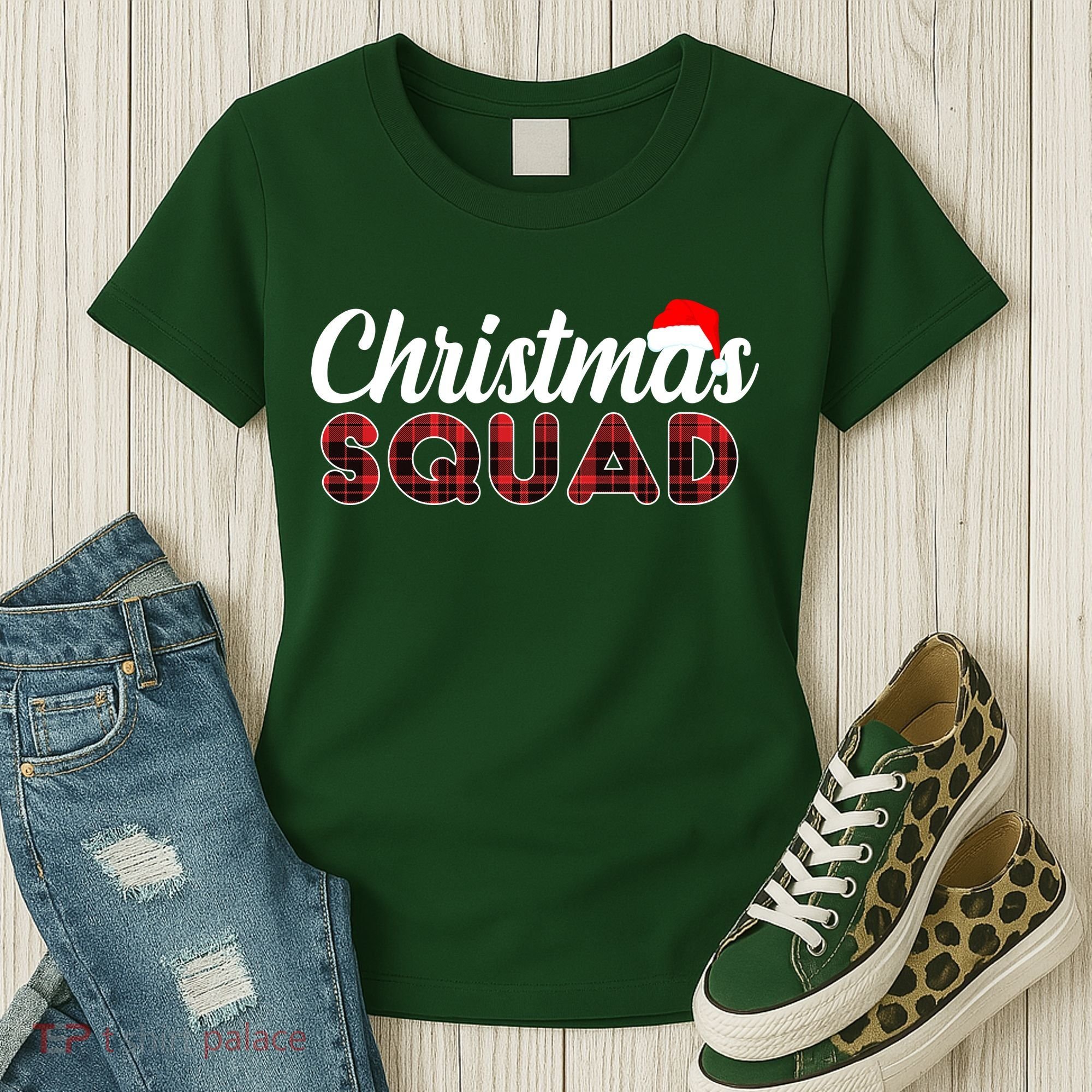 Christmas Squad Plaid Santa Women's T-Shirt