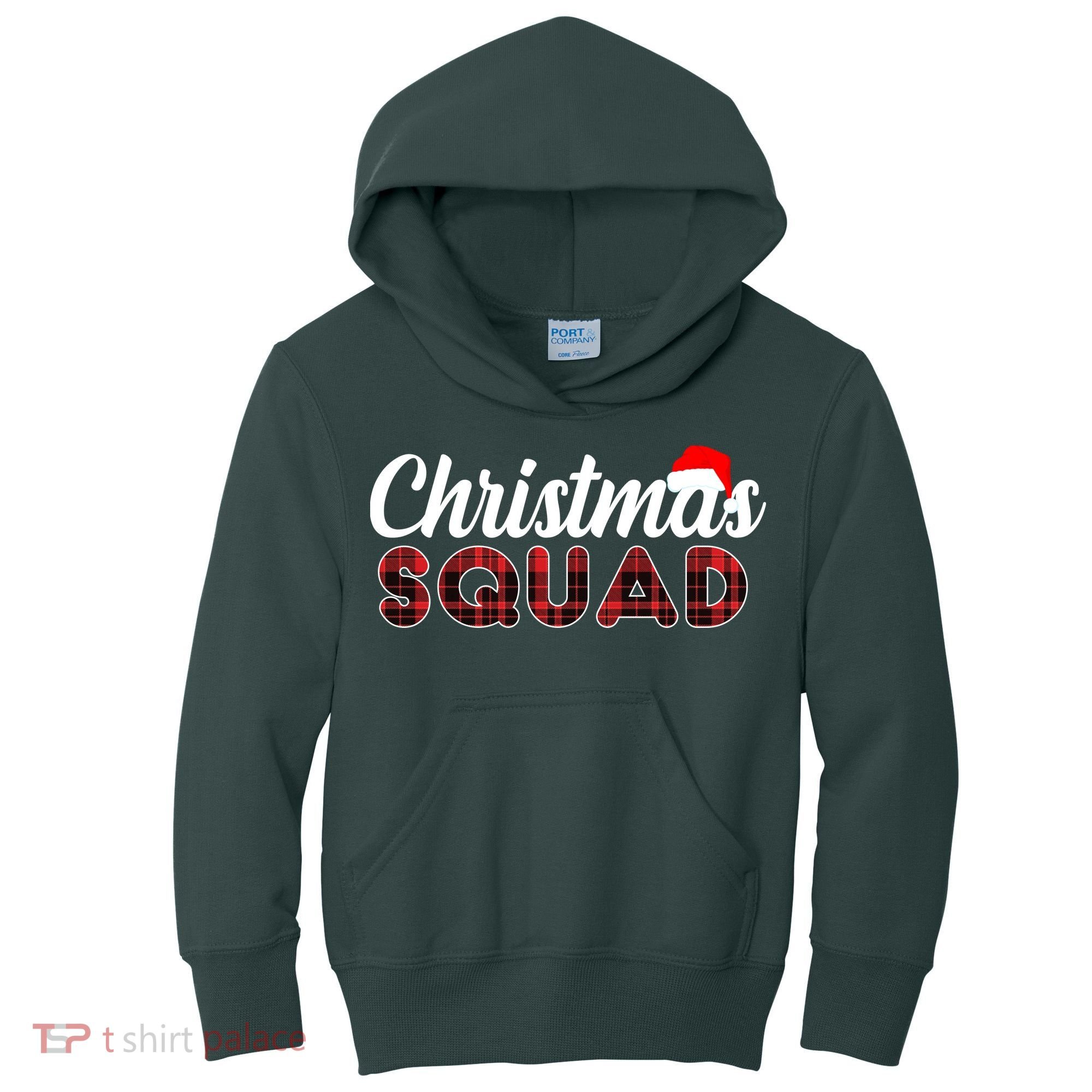 Christmas Squad Plaid Santa Kids Hoodie