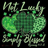 Cute St. Patrick's Day Not Lucky Simply Blessed Romans 4: 78 USA-Made Doggie Bandana thumb 2
