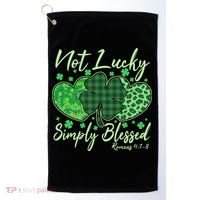Cute St. Patrick's Day Not Lucky Simply Blessed Romans 4: 78 Golf Towel thumb 0