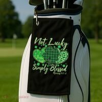 Cute St. Patrick's Day Not Lucky Simply Blessed Romans 4: 78 Golf Towel thumb 2