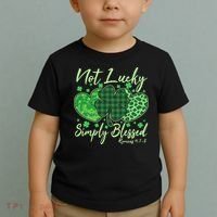 Cute St. Patrick's Day Not Lucky Simply Blessed Romans 4: 78 Toddler T-Shirt thumb 2