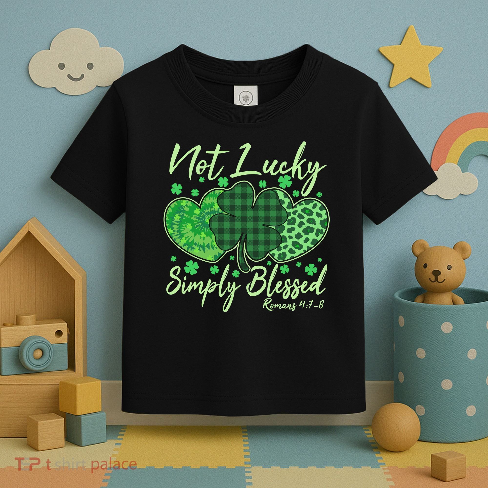 Cute St. Patrick's Day Not Lucky Simply Blessed Romans 4: 78 Toddler T-Shirt