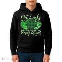 Cute St. Patrick's Day Not Lucky Simply Blessed Romans 4: 78 Kids Hoodie thumb 4
