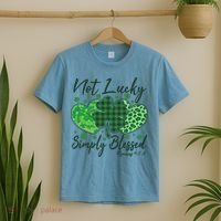 Cute St. Patrick's Day Not Lucky Simply Blessed Romans 4: 78 T-Shirt thumb 2