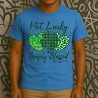 Cute St. Patrick's Day Not Lucky Simply Blessed Romans 4: 78 T-Shirt thumb 3