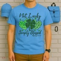 Cute St. Patrick's Day Not Lucky Simply Blessed Romans 4: 78 T-Shirt thumb 5