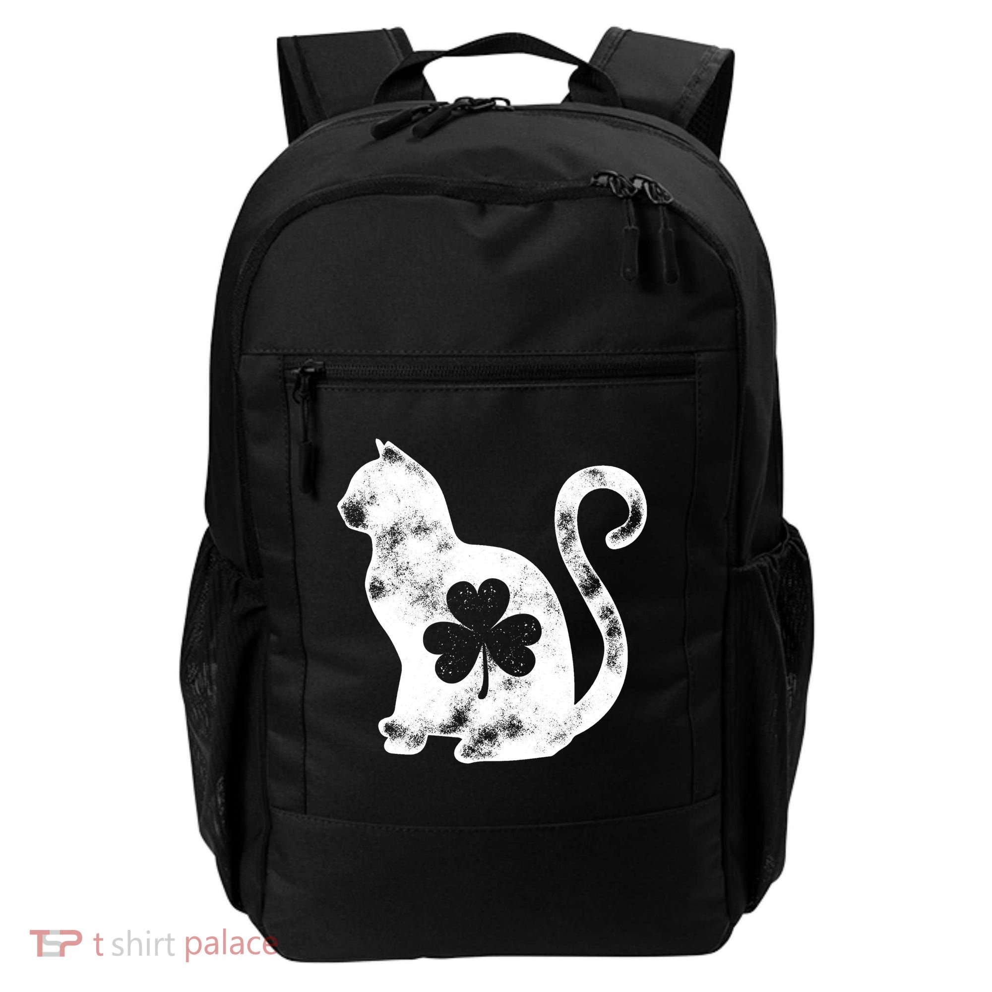 Cat St Patricks Cattys Catricks Day Girl Women Shamrock Backpack