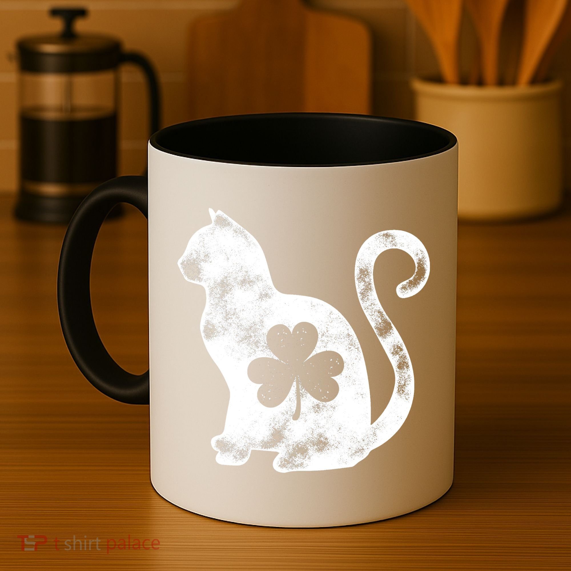 Cat St Patricks Cattys Catricks Day Girl Women Shamrock Coffee Mug