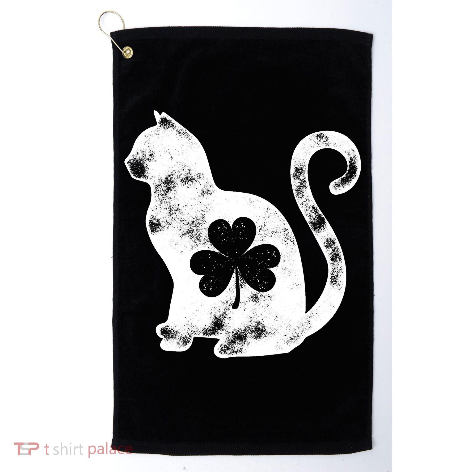 Cat St Patricks Cattys Catricks Day Girl Women Shamrock Golf Towel