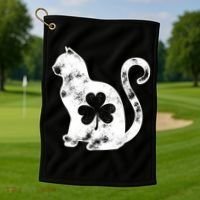 Cat St Patricks Cattys Catricks Day Girl Women Shamrock Golf Towel thumb 1