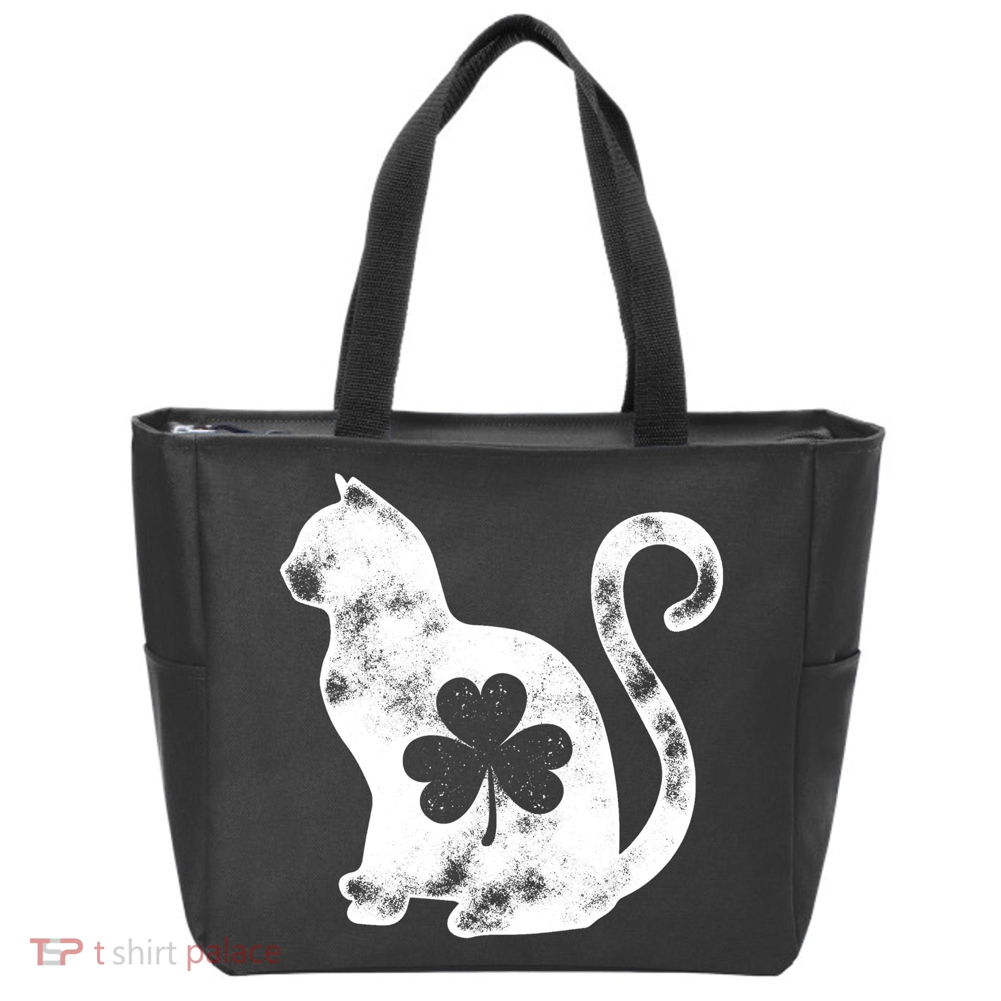 Cat St Patricks Cattys Catricks Day Girl Women Shamrock Tote Bag
