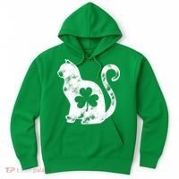 Cat St Patricks Cattys Catricks Day Girl Women Shamrock Hoodie thumb 0