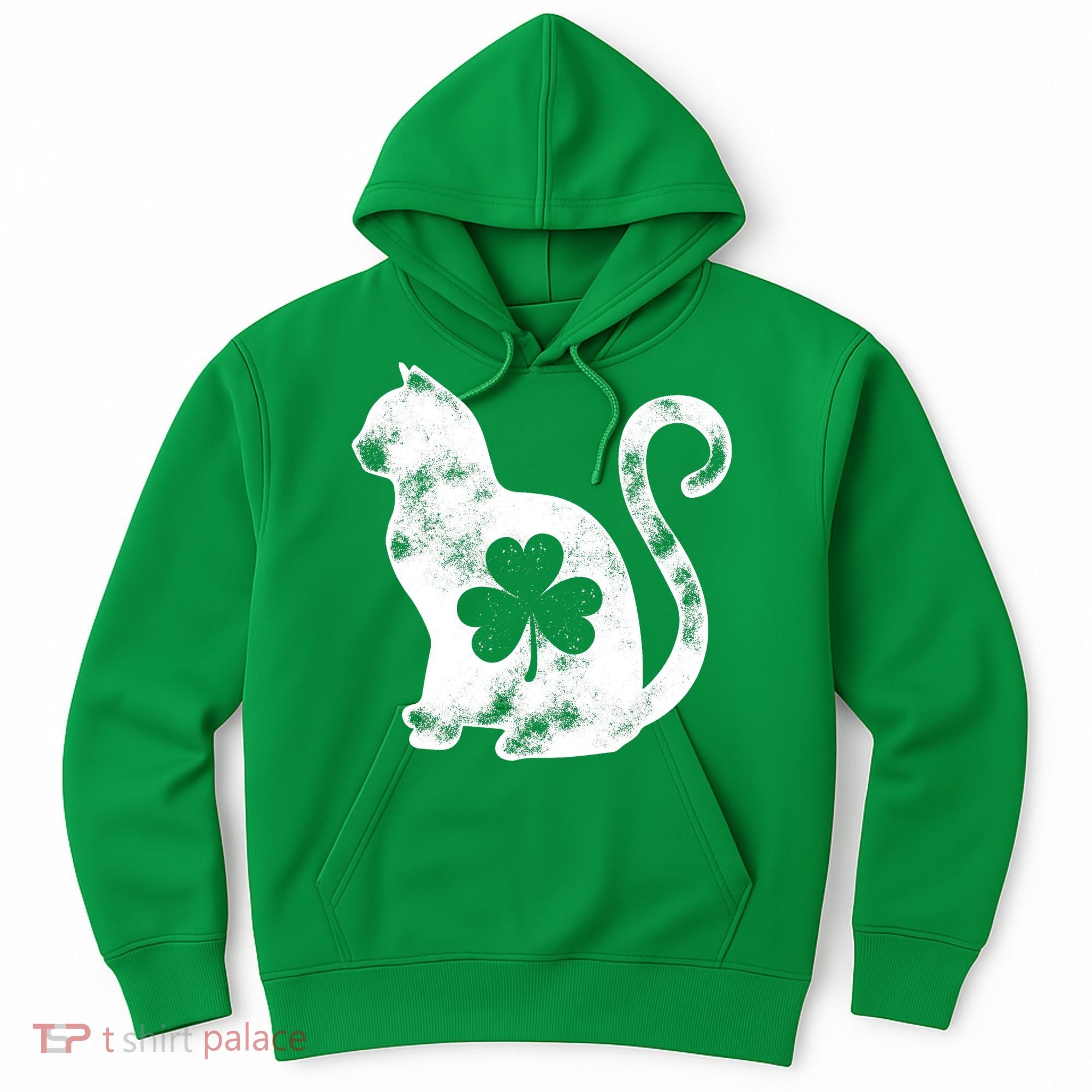 Cat St Patricks Cattys Catricks Day Girl Women Shamrock Hoodie