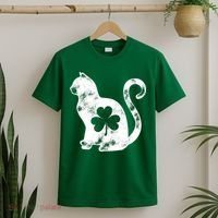 Cat St Patricks Cattys Catricks Day Girl Women Shamrock T-Shirt thumb 2