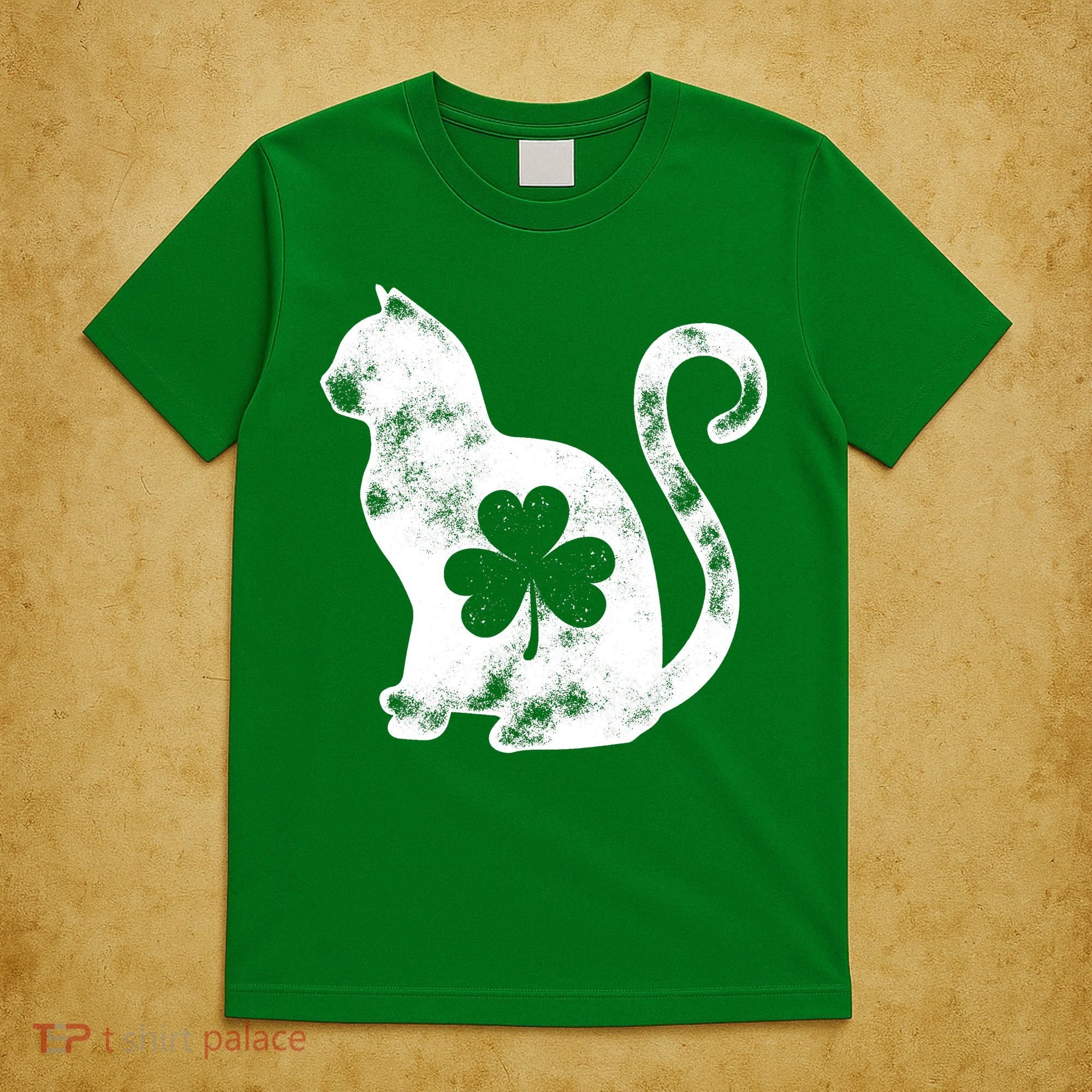 Cat St Patricks Cattys Catricks Day Girl Women Shamrock T-Shirt