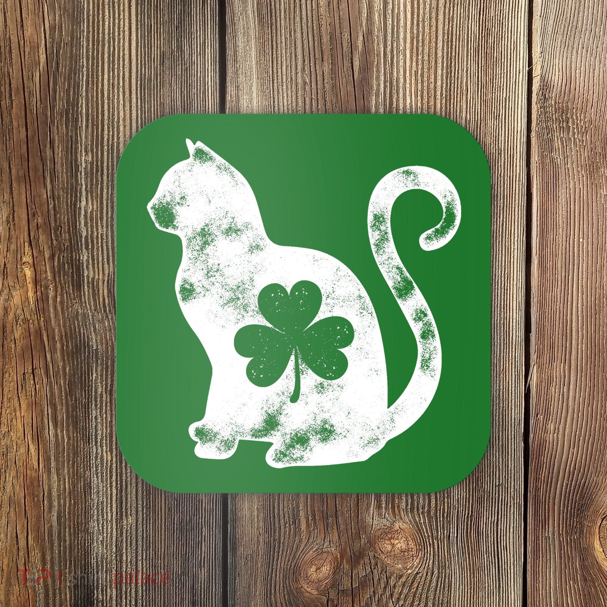 Cat St Patricks Cattys Catricks Day Girl Women Shamrock Coaster