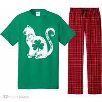 Cat St Patricks Cattys Catricks Day Girl Women Shamrock Pajama Set thumb 0