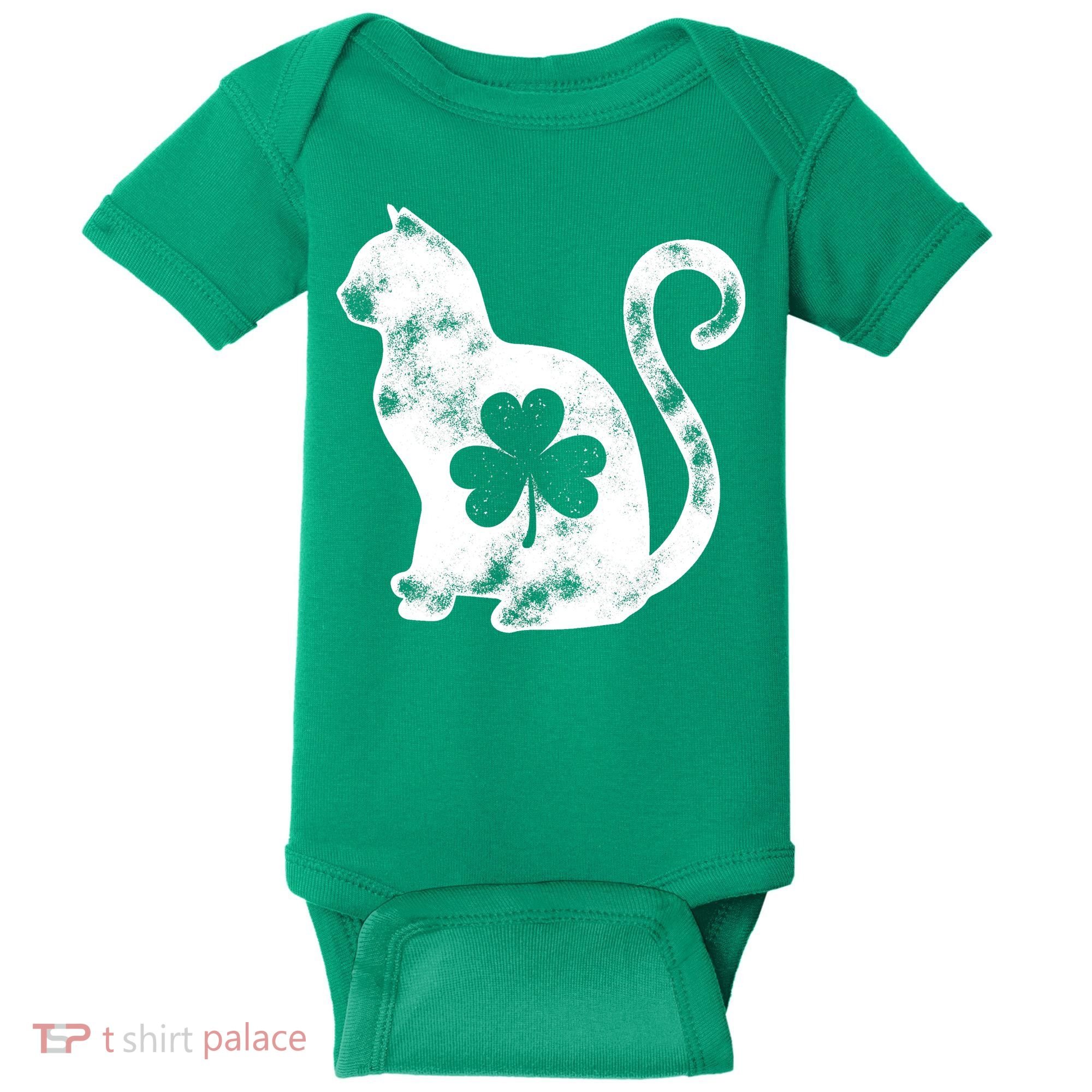 Cat St Patricks Cattys Catricks Day Girl Women Shamrock Baby Bodysuit