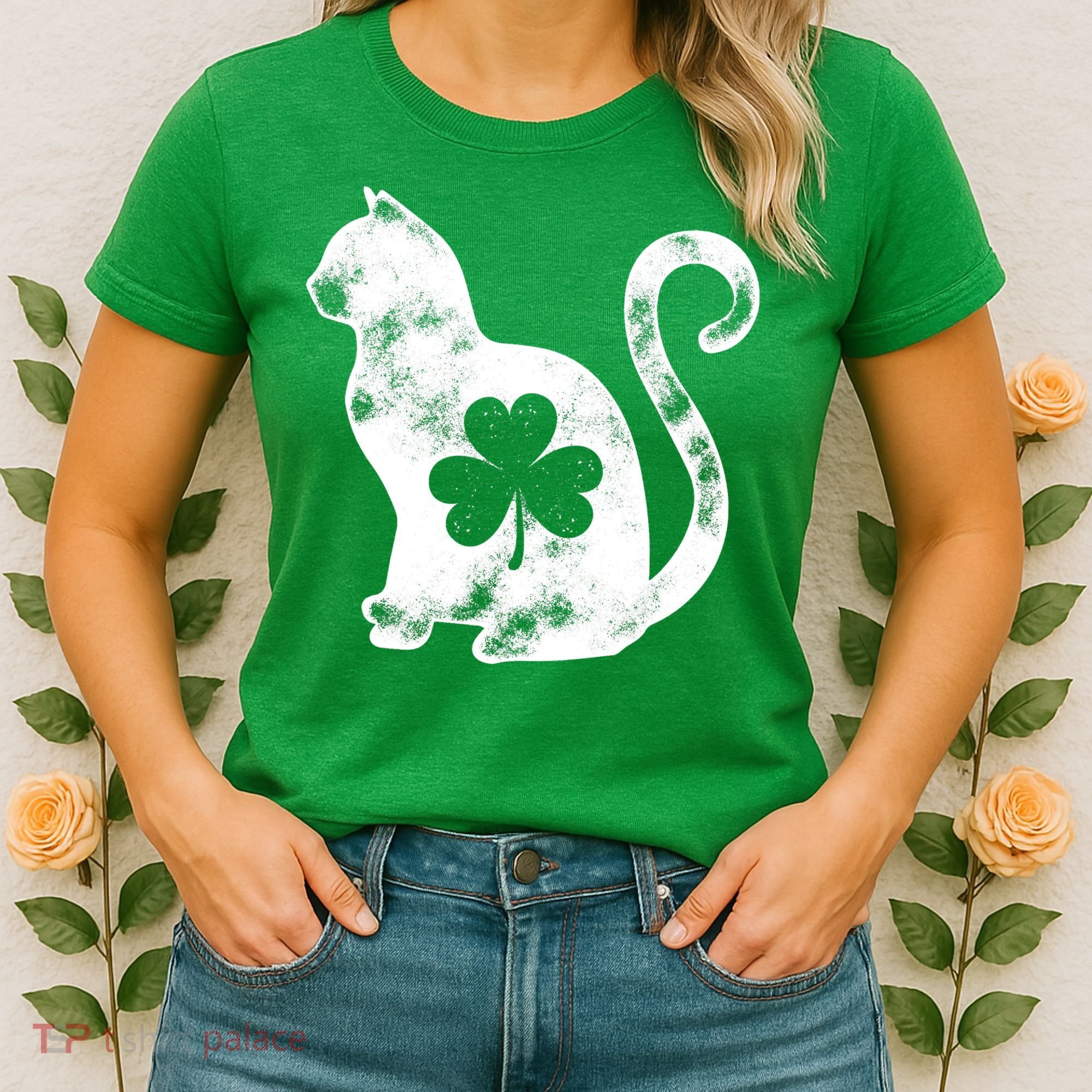 Cat St Patricks Cattys Catricks Day Girl Women Shamrock Women's T-Shirt
