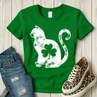 Cat St Patricks Cattys Catricks Day Girl Women Shamrock Women's T-Shirt thumb 3