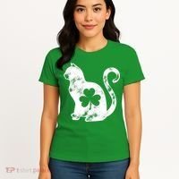 Cat St Patricks Cattys Catricks Day Girl Women Shamrock Women's T-Shirt thumb 4