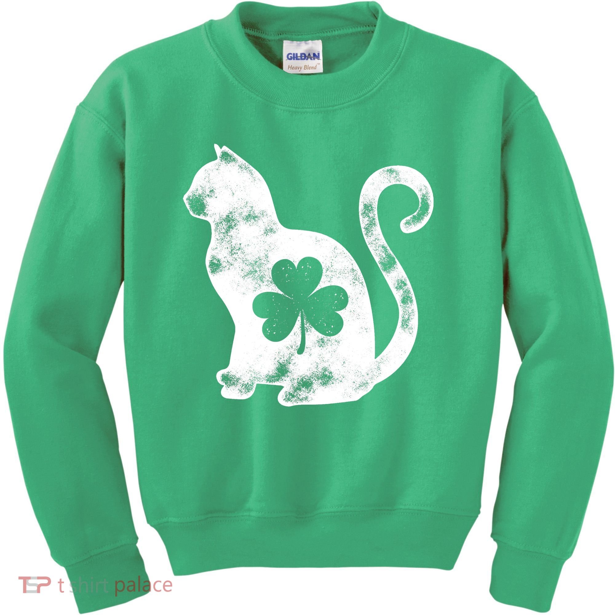 Cat St Patricks Cattys Catricks Day Girl Women Shamrock Kids Sweatshirt