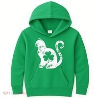 Cat St Patricks Cattys Catricks Day Girl Women Shamrock Kids Hoodie thumb 0