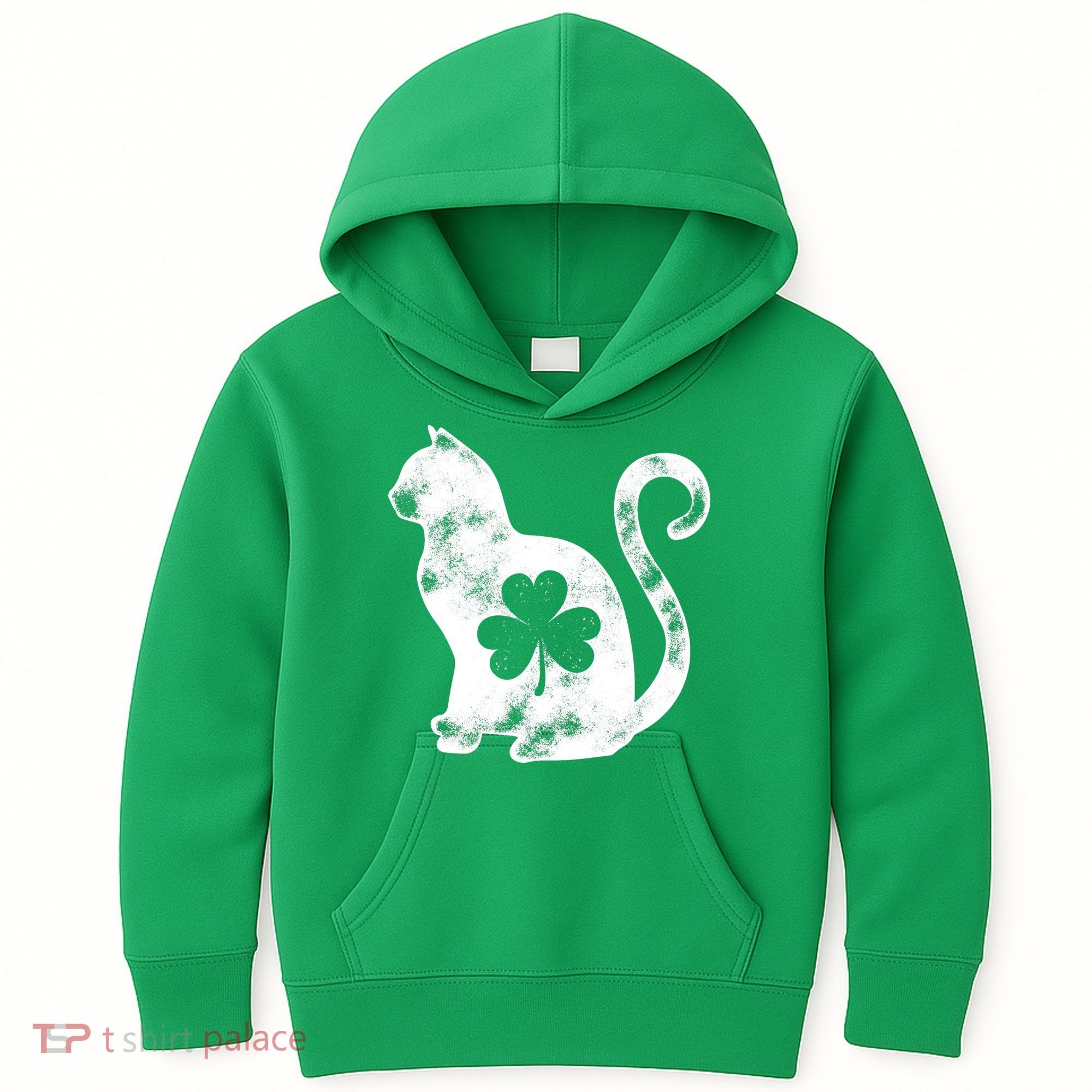 Cat St Patricks Cattys Catricks Day Girl Women Shamrock Kids Hoodie