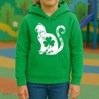 Cat St Patricks Cattys Catricks Day Girl Women Shamrock Kids Hoodie thumb 3