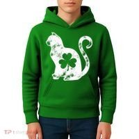 Cat St Patricks Cattys Catricks Day Girl Women Shamrock Kids Hoodie thumb 4