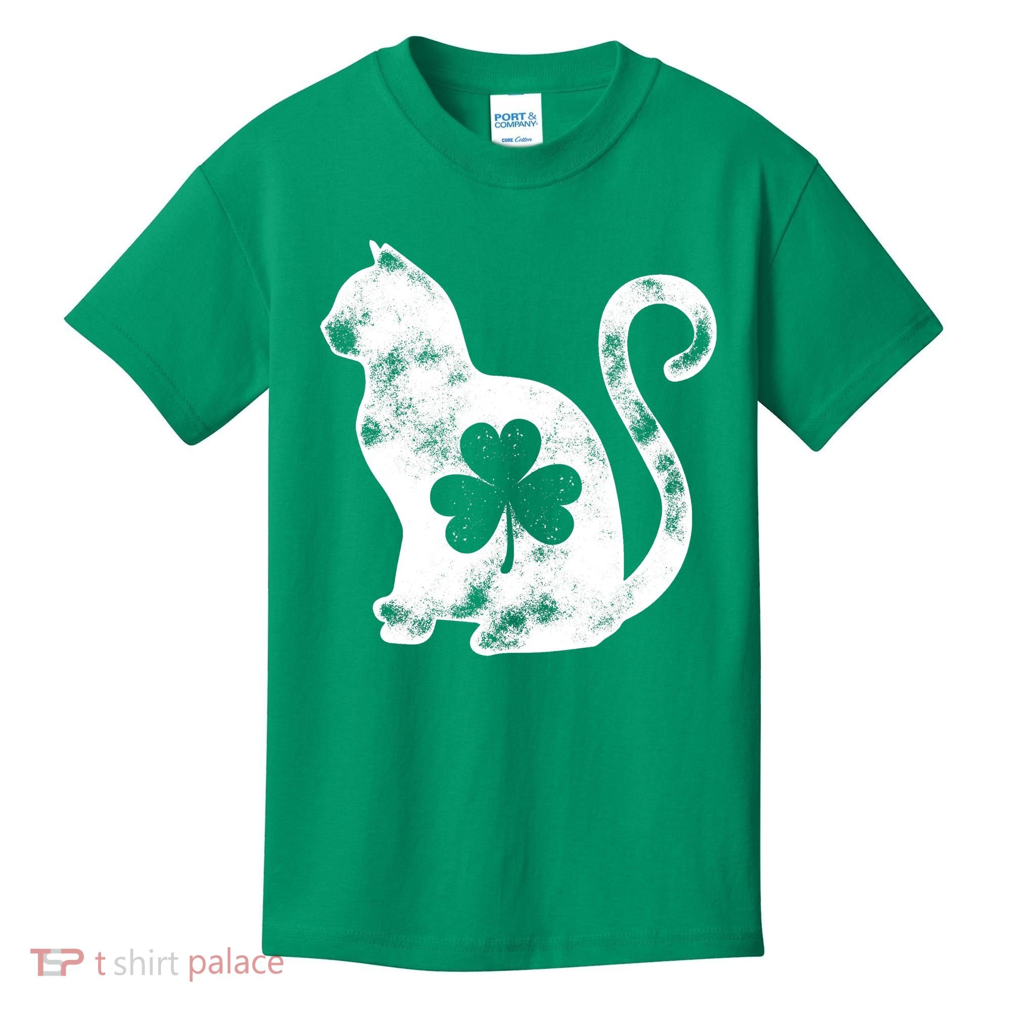 Cat St Patricks Cattys Catricks Day Girl Women Shamrock Kids T-Shirt