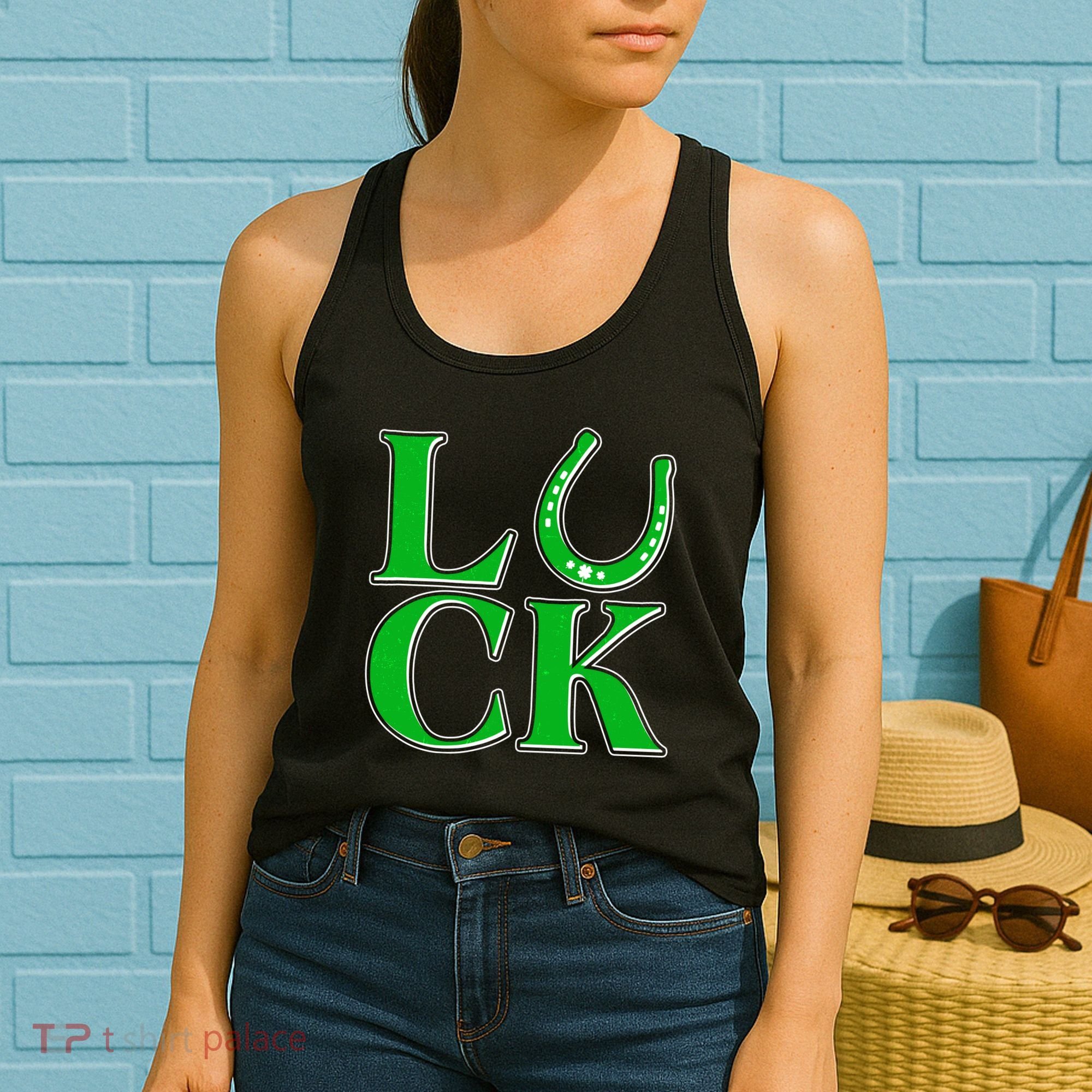 Cool St Patrick's Day Luck Lucky Horseshoe Women's Tank Top