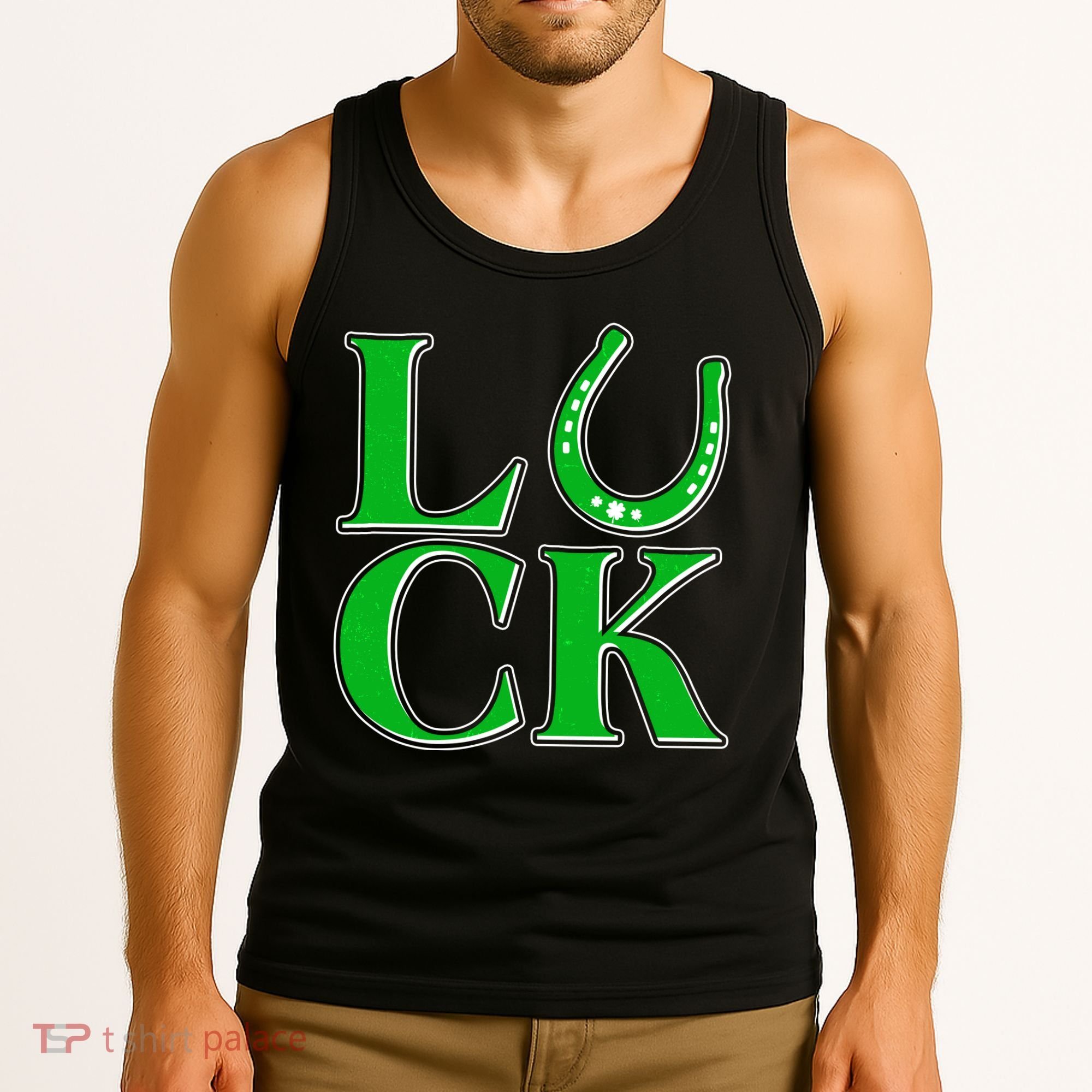 Cool St Patrick's Day Luck Lucky Horseshoe Tank Top