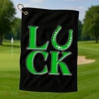 Cool St Patrick's Day Luck Lucky Horseshoe Golf Towel thumb 1